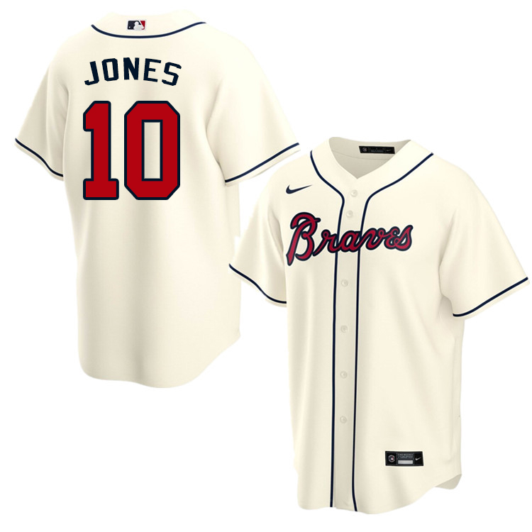 Nike Men #10 Chipper Jones Atlanta Braves Baseball Jerseys Sale-Cream